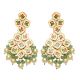 Handcrafted Ivory Pearl and Mint Stone Chandelier Earring Set with Maang Tikka